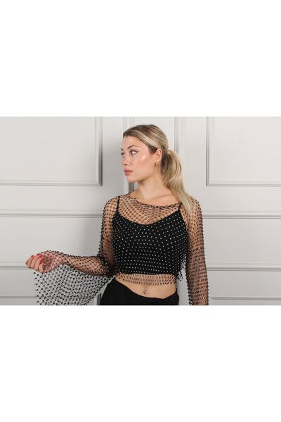 Aska Butik Кришталевий камінь, деталізована блуза