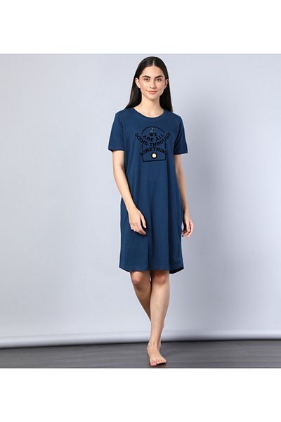Aila Women's Sleepwear Navy Blue Dress