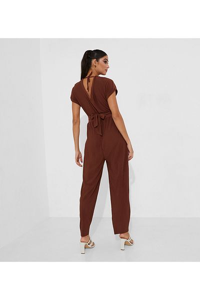 Aila Women's Brown Knit Jumpsuit