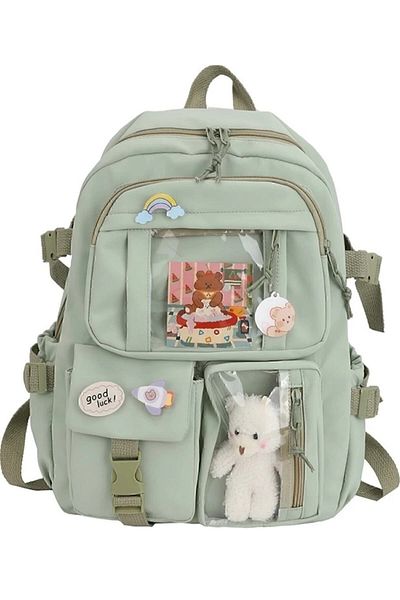 SERİN Design, Kawaii, Korean Style, Multi-Compartment Accessory School Bag