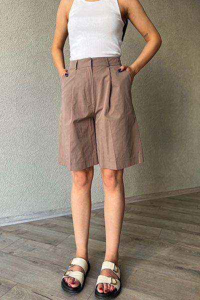 Seda Yalçın Atelier Single Pleat BrownBermudaShorts