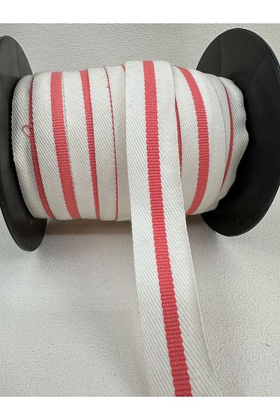 paşateks since 1995 şekil White and Pink 3 Cm Striped Grosgrain Ribbon