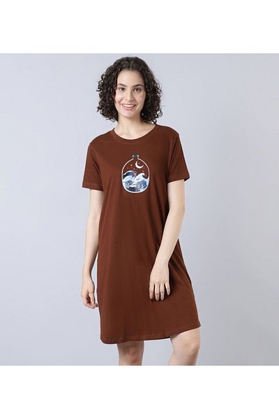 Aila Women's Sleepwear Brown Dress