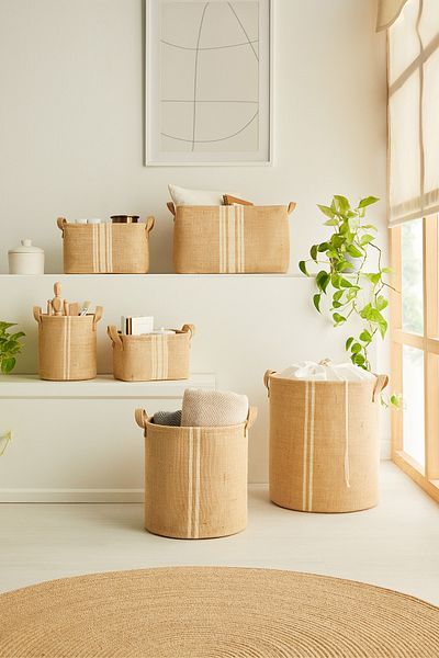 Ocean Home Textile Σετ 6 γιούτα, ντουλάπι Πλυντήριο ρούχων Παιδικό δωμάτιο οργάνωσης παιχνιδιών Πτυσσόμενο καλάθι αποθήκευσης