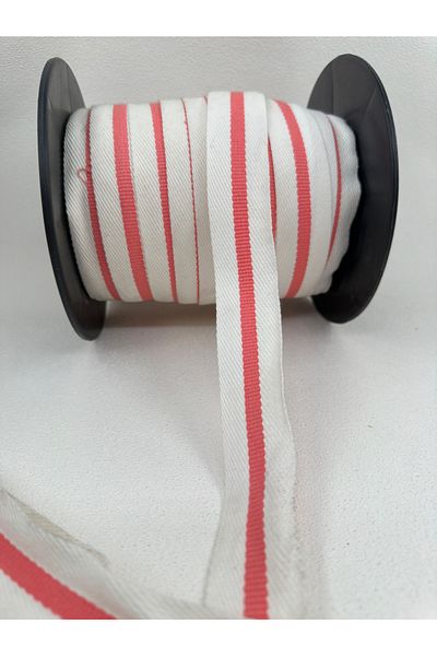 paşateks since 1995 şekil White and Pink 3 Cm Striped Grosgrain Ribbon