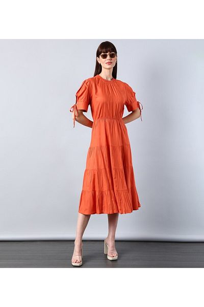 Aila Orange Women's Midi dress