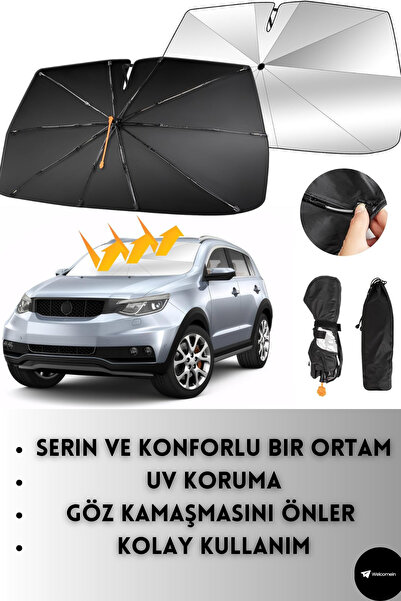 welcomein Tüm Araçlar İçin Araba Ön Cam Güneşlik Katlanabilir Güneşlik Şemsiy...