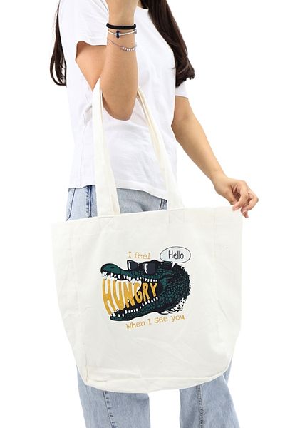 ICONE BAG Geantă tote pentru femei cu imprimeu alb de crocodil cu volum mare - pentru mână și umăr