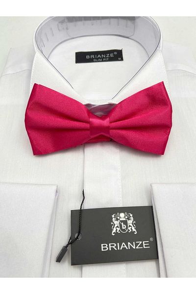 Brianze Fuchsia Pink Satin Bow Tie - Solid Color