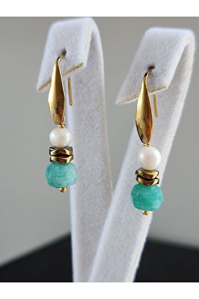 Home أقراط من الأحجار الكريمة الطبيعية الأمازونيت واللؤلؤ