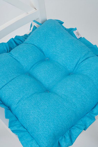 ALTINPAMUK 42x42cm Turquoise Chair - RuFFle and Lace-up Cushion