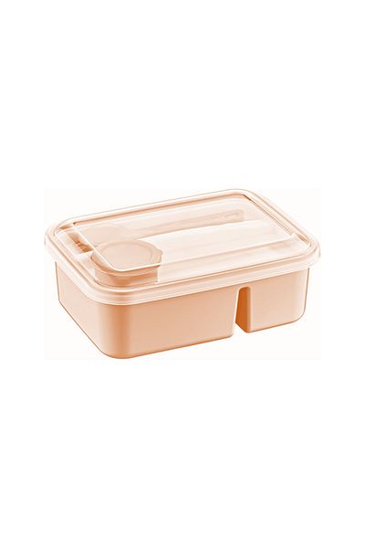 DNG STORE Lunch to Go Compartmented Nutrition Bowl with Sauce Bowl and Fork and Spoon Hobby Life Powder 14.5X20X7.4Cm