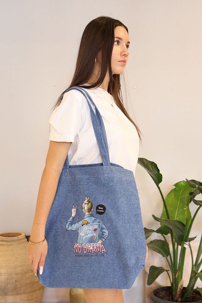 ICONE BAG Geantă tote pentru femei cu volum mare - denim și denim, imprimeu pentru fete, geantă de mână și de umăr