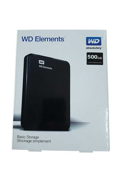WD Elements قرص صلب خارجي أسود محمول بسعة 500 جيجابايت HDD مقاس 2.5 بوصة ومنفذ USB 3.0