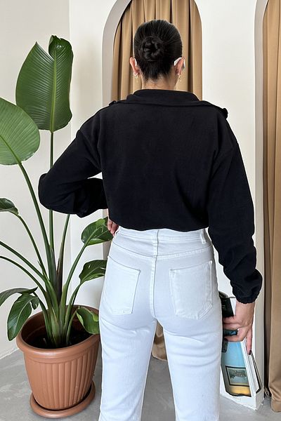 MODAGEN Fleece-Crop-Cardigan – Damen, Reißverschluss und Reißverschluss