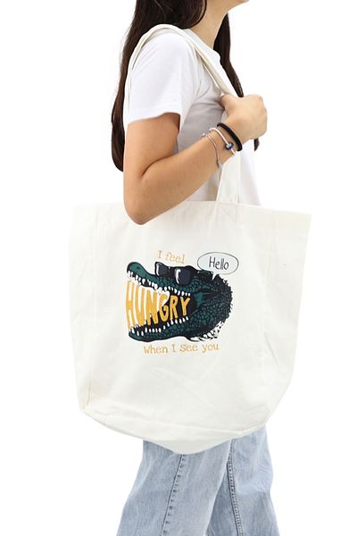 ICONE BAG Geantă tote pentru femei cu imprimeu alb de crocodil cu volum mare - pentru mână și umăr