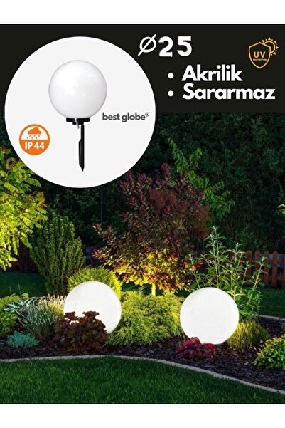 Yakan Aydınlatma 25cm Akrilik Bahçe Top Glop Aydınlatma Best Globe (BEYAZ) 1 ...