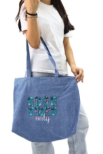 ICONE BAG Geantă tote pentru femei cu volum mare - Geantă de umăr și de mână din denim și denim