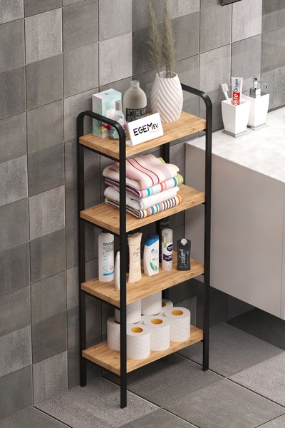 EGEMEV Banyo Düzenleyici Mutfak Rafı Banyo Dolabı Çok Amaçlı Dolap 4 Katlı Metal Mutfak Düzenleyici
