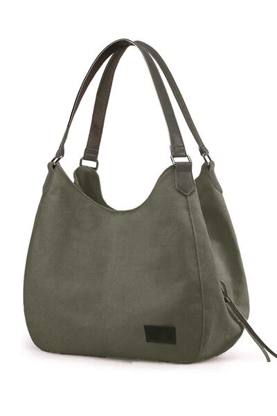 Cappadocia Vintage Lonia Kadın Haki Yeşil Kanvas Pamuklu Günlük Omuz El Suya ...