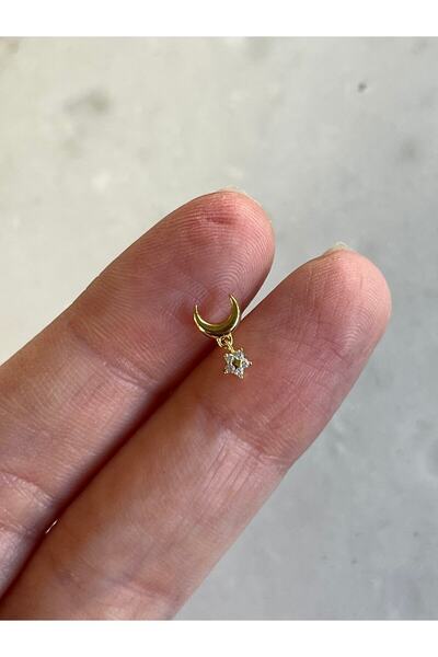 ds denizden silver Tekli Gümüş Mini Hilal Küpe - 1 Adet