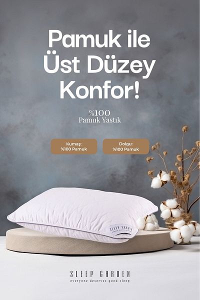 Sleep Garden 50X70 Natural Cotton Pillow - with Bag, Zipper and Case