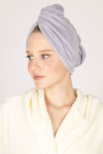 Beyzateks Tekstil Luxury Buttoned Towel Hair Dryer Cap