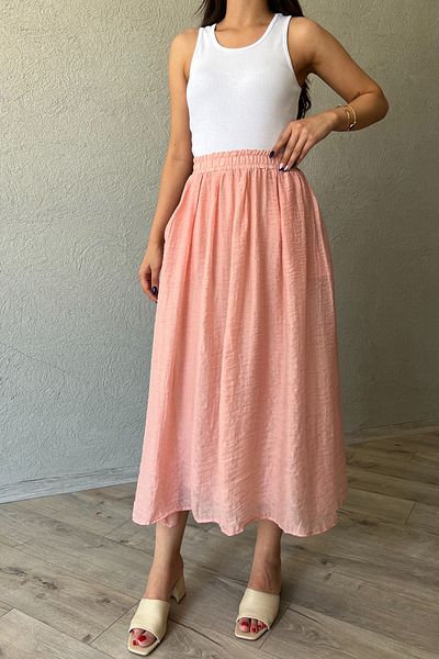 Seda Yalçın Atelier Modal Skirt - Salmon Woven Detailed
