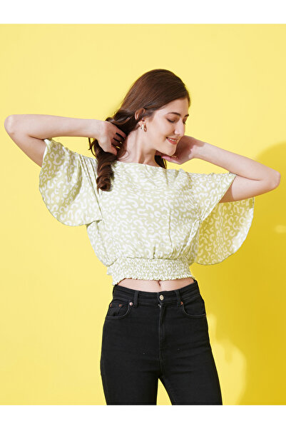 U&F By Styli Animal Print Crop Top with Tie-Back