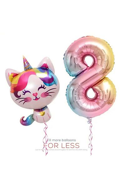 DÜVENCİ TİCARET Cute Cat Age Balloon Set