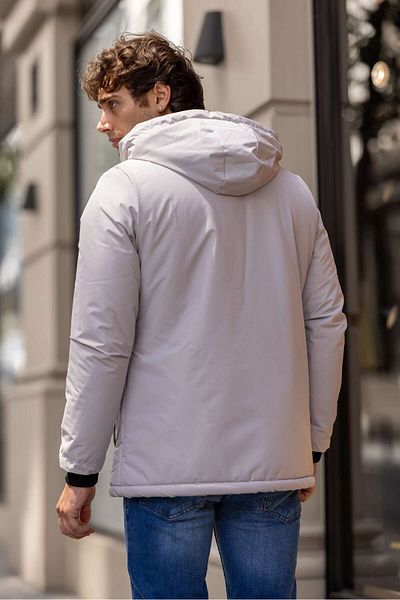Decas Λευκό MEGA Αδιάβροχο Stand Collar Fur Ανδρικό παλτό με κουκούλα