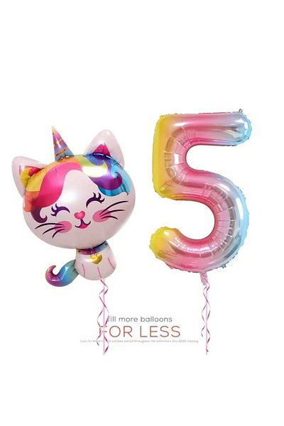 DÜVENCİ TİCARET Cute Cat Age Balloon Set