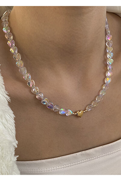 takıtarzım قلادة نسائية شفافة على شكل قلب جان جان