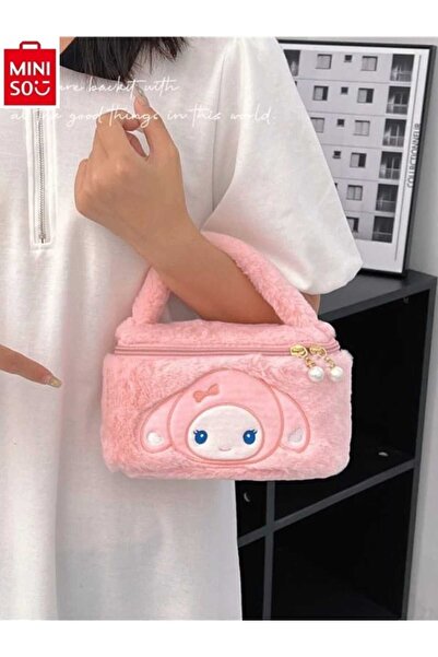 Meyra Accessories sanrio kawaii kuromi my melodi cinnamoroll peluş el çantası makyaj çantası çift yönlü fermuarlı