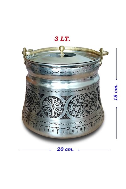 Kardeşler Bakır Binbir Copper Embroidered Antique Yogurt Copper Copper 3 lt