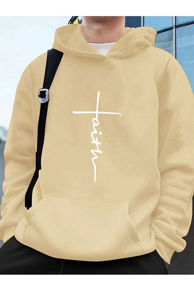 Medinenur Φούτερ με κουκούλα Faith Printed - Άνετη εφαρμογή