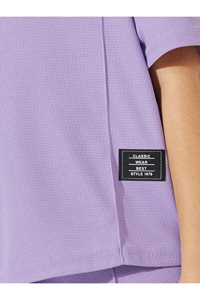 Styli Oversized Waffle Patch Detail T-Shirt & Wide Leg Pant Set