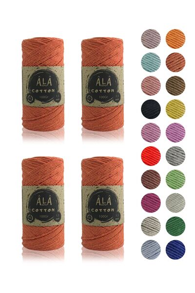 aladepo حبل أميجورومي - حياكة قطنية، 1.5 ملم، 4x100 جرام إجمالي 400 جرام