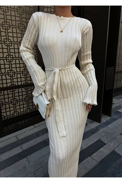 Gallogi Knitwear Maxi Dress - Long Sleeve