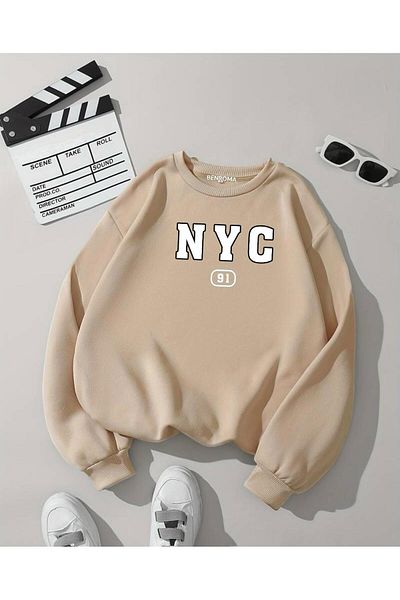 BENROMA Φούτερ Unisex Oversize - NYC Printed, Crew Neck