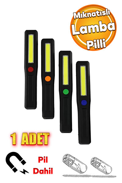 Badem10 Pilli El Feneri Ledli Kamp Lambası Mıknatıslı Renkli Işıldak Açılı Fe...