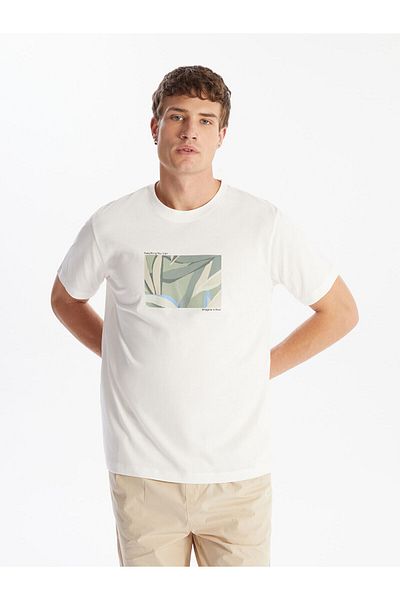 LC Waikiki T-shirt męski LCW z czesanej bawełny – okrągły dekolt, krótki rękaw, z nadrukiem