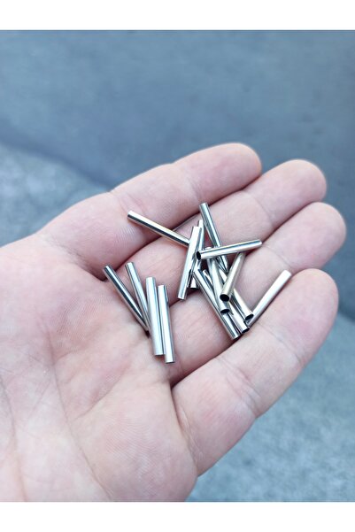 FlowerAksesuar 100 ADET - 3x21 mm Metal Boru Boncuk, Boru Boncuk, Metal Ara B...
