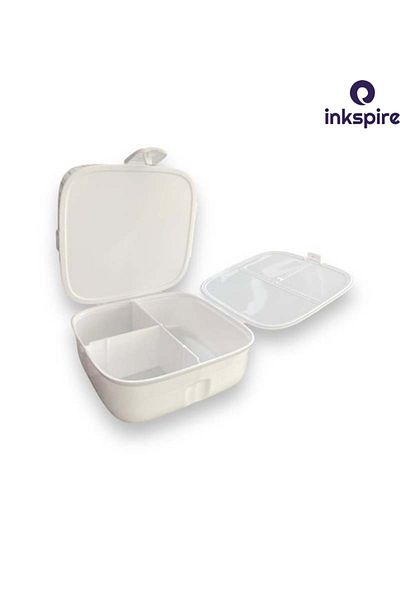 inkspire 2-Layer 4-Compartment Food Storage Container - Children's Lunch Box with Spoon