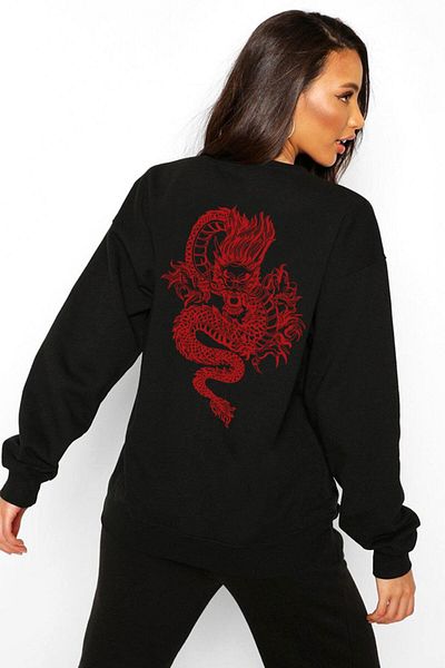 Pasage Μαύρο φούτερ με στάμπα Azurco Dragon