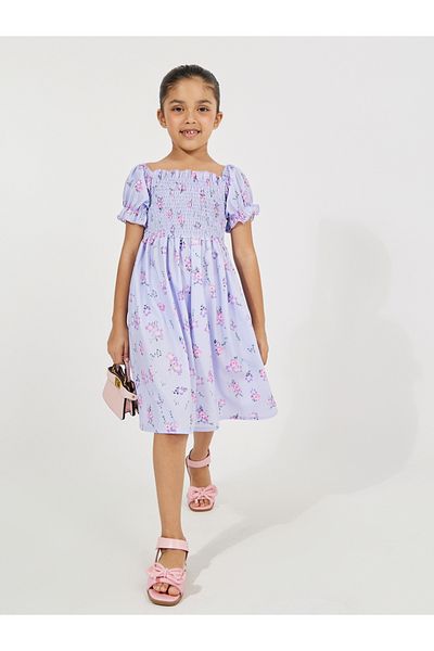 Styli Floral Print Gathered Dress