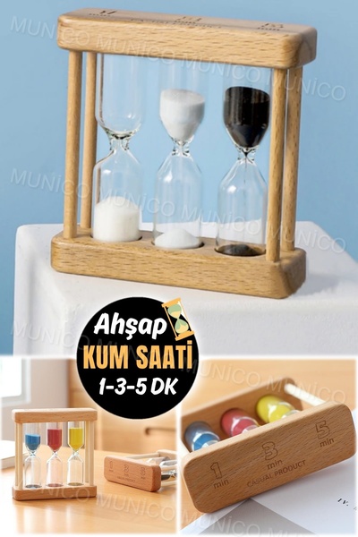 Munico Geleneksel Tasarımla Modern Yaşam: 1/3/5 Dakikalık Ahşap Kum Saati ile...