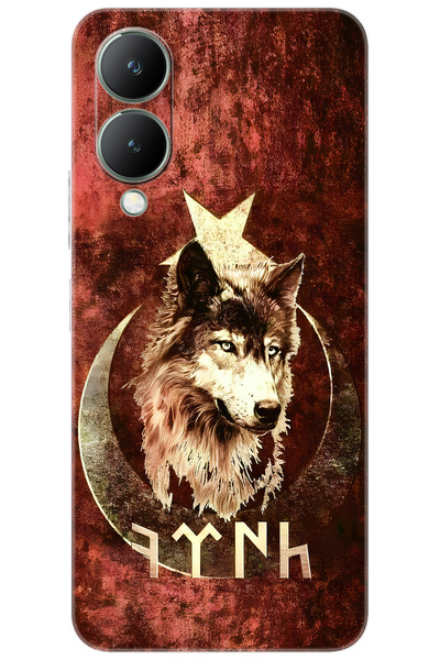 vivo Y17S (V2310) Uyumlu Kılıf Desen Baskılı Silikon Kurt ve Göktürkçe STK:38...