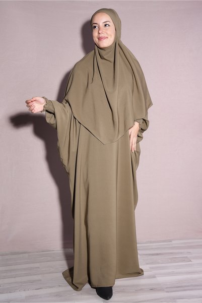 Ns nowascarf Milk Coffee Hijab Shawl and Dress Double Set
