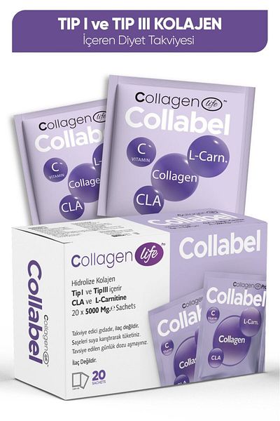 COLLAGEN LIFE Type 1-3 - 20 Sachets Containing CoLLagen, L-Carnitine, GLucomannan and BLack Berry